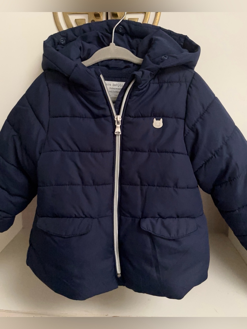 Zara Baby Girl navy puffer jacket 18-24 months